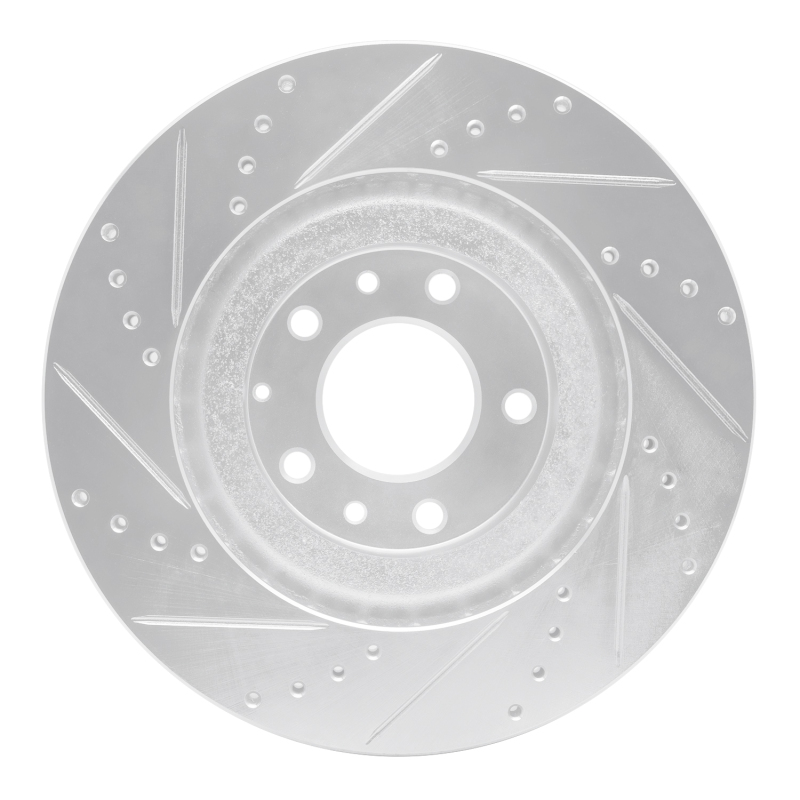 Mazda RX-8 Brake Rotor (1) - Front Right - R1 Concepts - Drilled & Slotted - Silver - `04-`11